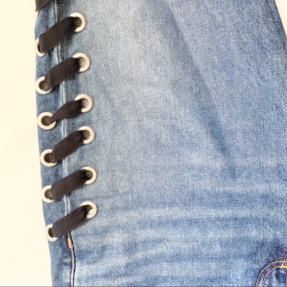 Veronica Beard Ines Girlfriend Style Lace Up Jeans - Picture 6 of 12